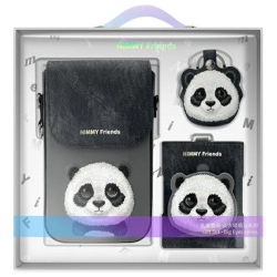 Nimmy Zestaw 3w1 torebka na telefon +    portfel + etui na lokalizator czarny/black Big Eyed Pet 2.0 Panda