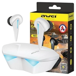 AWEI słuchawki Bluetooth 5.0 T23 TWS+ stacja dokująca gamingowe biały/white