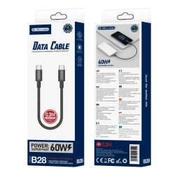 JELLICO kabel B28 USB-C - USB-C PD 60W 0.3M Czarny