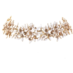 Choker białe kwiatuszki z kryształkami z kolekcji Blossom (C8157AU/1/B)