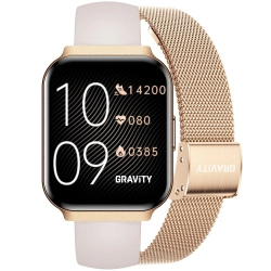 Smartwatch Gravity Różowe Złoto Pasek + Bransoleta GT44-2