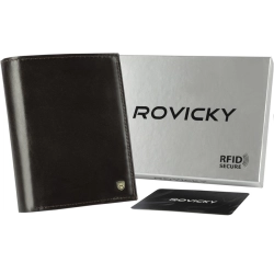 Pionowy, skórzany portfel męski bez zapięcia -  Rovicky
