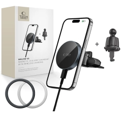 TECH-PROTECT MM15W-V5 MAGNETIC MAGSAFE CD & VENT CAR MOUNT WIRELESS CHARGER 15W BLACK/BLACK TECH-PROTECT MM15W-V5 MAGNETIC MAGSAFE CD & VENT CAR MOUNT WIRELESS CHARGER 15W BLACK/BLACK