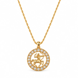 Naszyjnik ze znakiem zodiaku Strzelec zdobionym kryształkami Preciosa (C26/TAL/31/2AU)