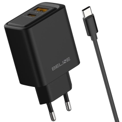 Ładowarka sieciowa Beline 45W GaN USB-A/USB-C + kabel USB-C/USB-C BLN2CB45C czarny Ładowarka sieciowa Beline 45W GaN USB-A/USB-C + kabel USB-C/USB-C BLN2CB45C czarny