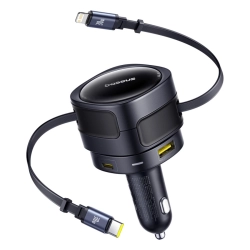 Ładowarka samochodowa Baseus Enjoyment Max 90W 2x USB-C + kabel USB-C i Lightning - czarna