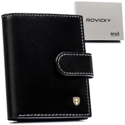 Eleganckie skórzane etui męskie na karty Rovicky RFID praktyczne portfel