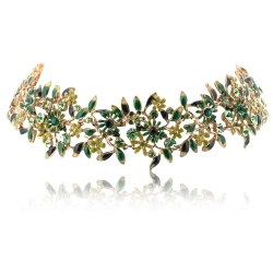 Choker zielone kwiatuszki z kryształkami z kolekcji Blossom (C8157AU/1/Z)