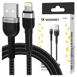 Kabel Wozinsky WNBAL1 USB-A / Lightning 2.4A 1 m - czarny Kabel Wozinsky WNBAL1 USB-A / Lightning 2.4A 1 m - czarny