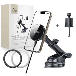 TECH-PROTECT MM15W-V10 MAGNETIC MAGSAFE DASHBOARD & VENT CAR MOUNT WIRELESS CHARGER 15W BLACK TECH-PROTECT MM15W-V10 MAGNETIC MAGSAFE DASHBOARD & VENT CAR MOUNT WIRELESS CHARGER 15W BLACK