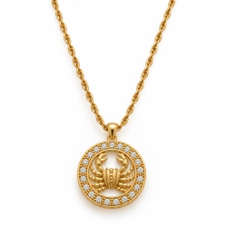 Naszyjnik ze znakiem zodiaku Rak zdobionym kryształkami Preciosa (C26/TAL/31/9AU)