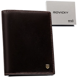 Portfel męski elegancki Rovicky ze skóry naturalnej ochrona
