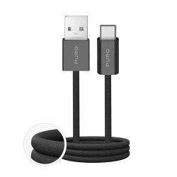 Kabel Puro Fabrik 2.0 10W USB-A - USB-C w oplocie 1,5 m - czarny