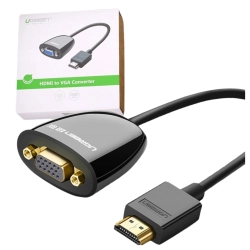 Ugreen kabel przewód przejściówka adapter jednokierunkowy z HDMI (męski) do VGA (żeński) FHD czarny (MM105 40253)