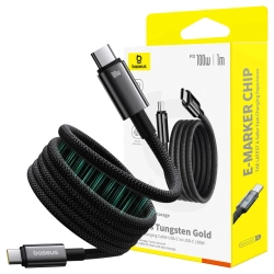 Kabel USB Baseus Tungsten Gold USB-C do USB-C 100W 1m (czarny)
