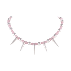 Naszyjnik z różowych opali i srebrnych kuleczek Aria Princess Collection (C25/NUT/10AG)