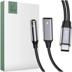 TECH-PROTECT ULTRABOOST CABLE ADAPTER PD60W/6A TYPE-C TO MINI JACK 3.5MM & TYPE-C BLACK