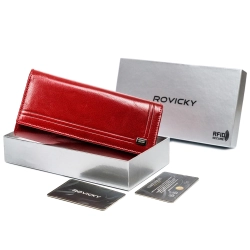 Skórzany portfel damski na karty z ochroną RFID Rovicky