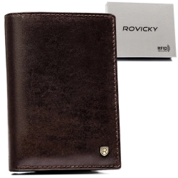 Portfel Rovicky męski ze skóry naturalnej praktyczny ochrona RFID