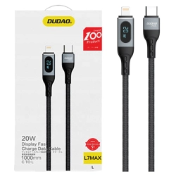 Dudao kabel USB Typ C - Lightning szybkie ładowanie PD 20W 1m czarny (L7MaxL)