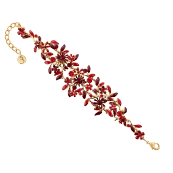 Bransoletka czerwone kwiatuszki z kryształkami z kolekcji Blossom (B8157AU/CZ)