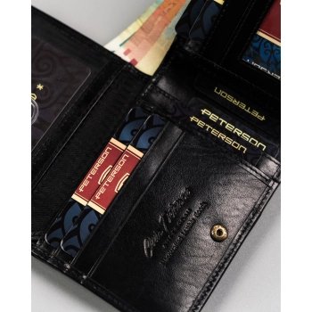 Portfel męski skórzany PETERSON PREMIUM poziomy klasyczny pojemny STOP RFID