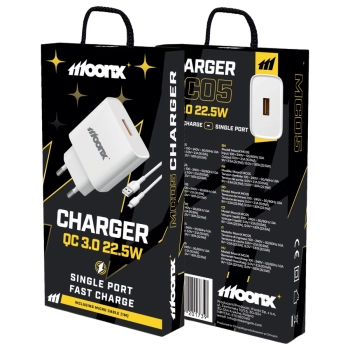 MOONX ładowarka sieciowa MC05 22,5W 1xUSB QC3.0 + kabel Micro Biały
