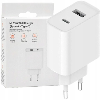 Ładowarka sieciowa Xiaomi Travel Charger Combo BHR4996GL USB-A / USB-C 33W PD - biała