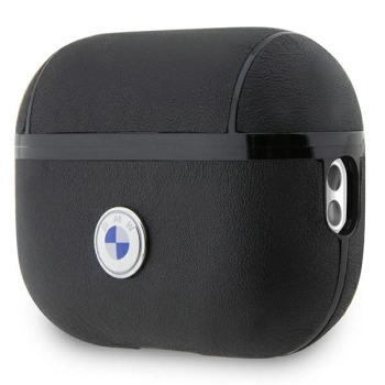 BMW BMAP2SSLBK AirPods Pro 2(2022/2023) cover czarny/black Geniune Leather Silver Logo