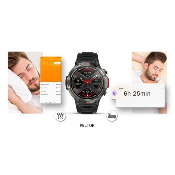 Smartwatch VELTORI VT140-1 Czarny Pasek Silikonowy