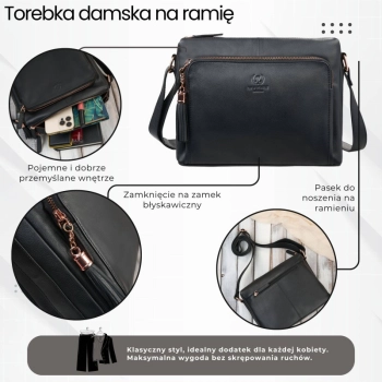 Torebka damska na ramię skórzana klasyczna Paolo Peruzzi