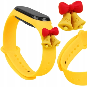 Strap Xmas opaska do Xiaomi Mi Band 6 / Mi Band 5 świąteczny silikonowy pasek bransoletka żółty (dzwonki)