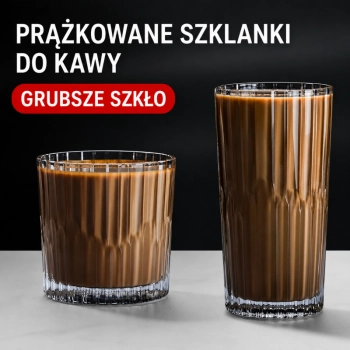 Zestaw 6 szt szklanek ryflowanych do latte, drinków, wysoka, 320ml SZK223ZESTAW6