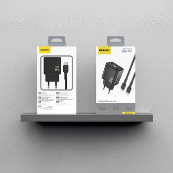 Ładowarka sieciowa Dudao A27MaxCEU PD QC 35W USB-A USB-C z kablem USB-C - czarna