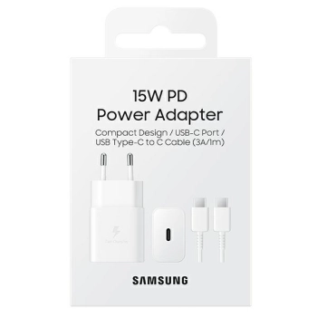 Ład. siec. Samsung EP-T1510XW 15WFast Charge + kabel USB-C/USB-C biały/white