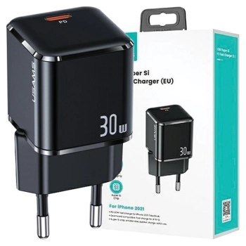 USAMS Ład. siec. 1xUSB-C T45 mini 30W(only head) PD3.0 Fast Charging czarny/black CC148TC01 (US-CC148)