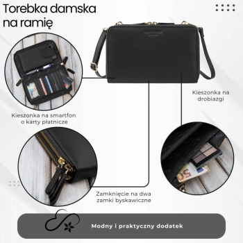 Damska mała torebka skórzana kopertówka Paolo Peruzzi