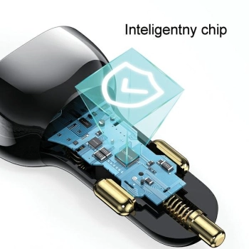 USAMS Ład. sam. C37 1xUSB+1xUSB-C 60W +kabel USB-C 30W PD+QC Fast Charge czarny/black CC192CC01 (US-CC192)