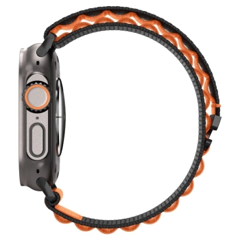 Pasek Pasek Spigen WBF1 na Apple Watch 44 / 45 / 46 / 49 mm - czarno-pomarańczowy