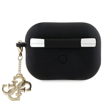 Guess GUAP2LECG4K AirPods Pro 2 (2022/2023) cover czarny/black Liquid Silicone Glitter Triangle Charm