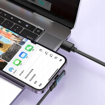 MCDODO KABEL KĄTOWY USB LIGHTNING PŁASKI 36W DO IPHONE 12 13 14 CZARNY 2M