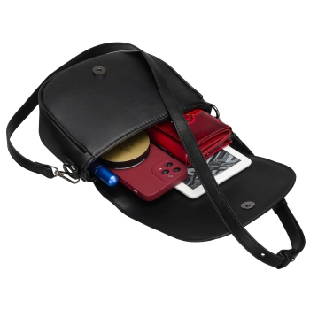 Torebka damska na ramię listonoszka czarna klasyczna z klapką PETERSON