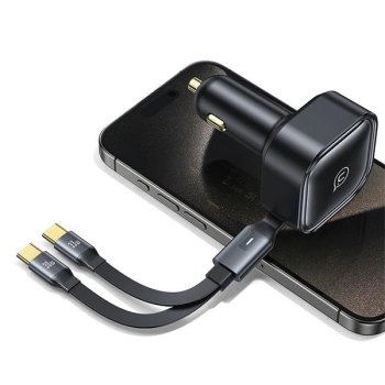 USAMS Ład. sam. ze zwijanym kablem2xUSB-C C41 PD 30W Fast Charge czarny/black CC220CC01 (US-CC220)