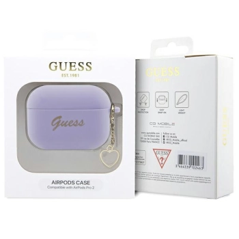 Guess GUAP2LSCHSU AirPods Pro 2 (2022/2023) cover purpurowy/purple Silicone Charm Heart Collection