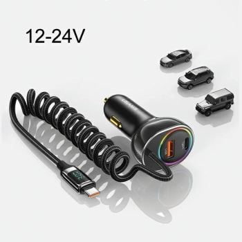 USAMS Ład. sam. C37 1xUSB+1xUSB-C 60W +kabel USB-C 30W PD+QC Fast Charge czarny/black CC192CC01 (US-CC192)
