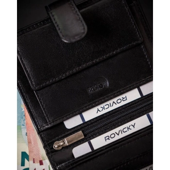 Portfel męski wyposażony w system RFID wykonany ze skóry naturalnej - Rovicky