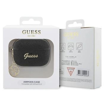 Guess GUAP2GLGSHK AirPods Pro 2 (2022/2023) cover czarny/black Glitter Flake 4G Charm