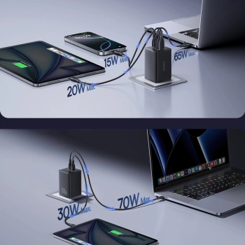 Ładowarka sieciowa Baseus EnerFill FE11 100W 2 x USB-C + USB-A - czarna