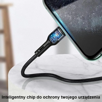 USAMS Kabel pleciony U55 2A lightningczarny/black 1m SJ448USB01 (US-SJ448)