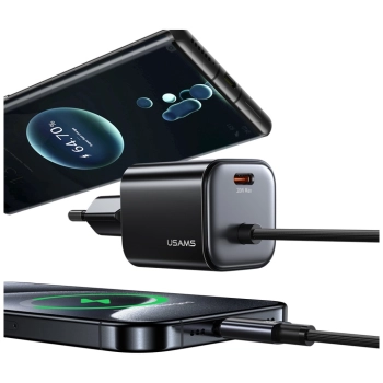 Ładowarka sieciowa USAMS JC Series CC261 20W GaN Mini Fast Charger 2xUSB-C biały